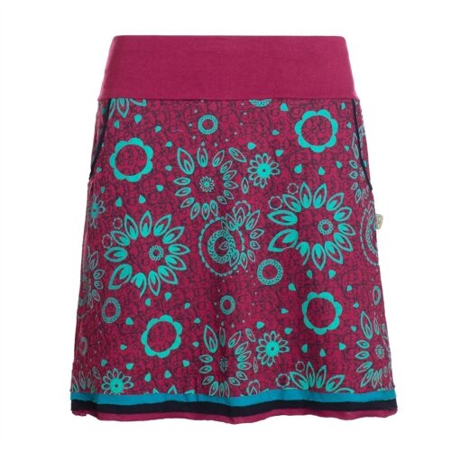 Vishes Damen Mini-Rock Baumwolle geometrisches Muster elastischer Bund mit Taschen dunkelrot 38