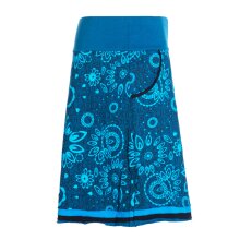 Vishes Damen Mini-Rock Baumwolle geometrisches Muster elastischer Bund mit Taschen türkis 40