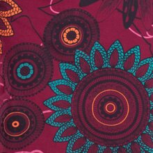 Vishes - Damen Mandala-Kleid Schal-Kragen Langarm-Shirtkleid Baumwollkleid dunkelrot 36