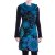 Vishes - Damen Mandala-Kleid Schal-Kragen Langarm-Shirtkleid Baumwollkleid schwarz 34-36