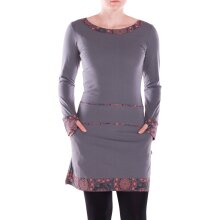 Vishes Damen Langarm Kleid Baumwolle Geometrisch mit...
