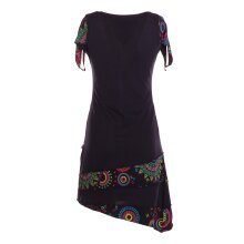 Vishes Damen asymmetrisches Kleid Baumwolle Patchwork-Design mit Taschen schwarz 36-38