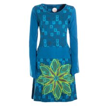 Vishes Damen Baumwolle Casual Kleid mit Stickerei und...