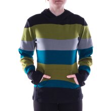 Vishes Hoodie Patchwork Regenbogen Sweater Hippie Pullover schwarz-türkis 40