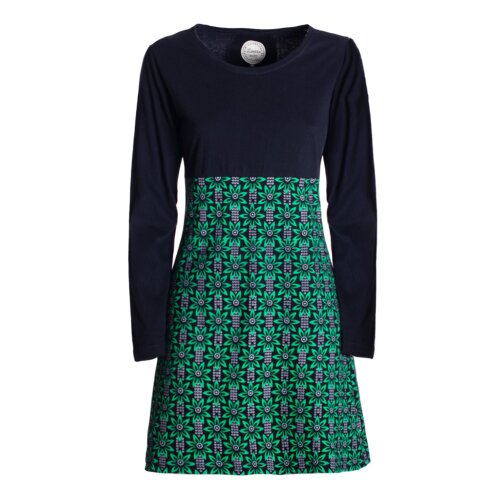 Vishes - Damen Langarm Longshirt-Kleid Sweatkleid Tunika-Kleid Shirt-Kleid schwarz grün 46