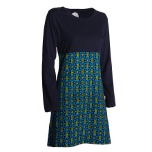 Vishes - Damen Langarm Longshirt-Kleid Sweatkleid Tunika-Kleid Shirt-Kleid schwarz türkis 42-44