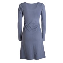 Vishes - Damen Langarm-Shirtkleid Tunika-Kleid Baumwollkleid mit Blumen-Print grau 40