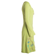 Vishes - Damen Langarm-Shirtkleid Tunika-Kleid Baumwollkleid mit Blumen-Print hellgrün 40