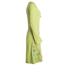 Vishes - Damen Langarm-Shirtkleid Tunika-Kleid Baumwollkleid mit Blumen-Print hellgrün 38