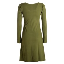 Vishes - Damen Langarm-Shirtkleid Tunika-Kleid Baumwollkleid mit Blumen-Print olive 40