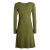 Vishes - Damen Langarm-Shirtkleid Tunika-Kleid Baumwollkleid mit Blumen-Print olive 38