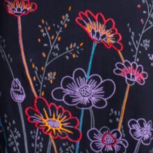 Vishes - Damen Langarm-Shirtkleid Tunika-Kleid Baumwollkleid mit Blumen-Print schwarz 44