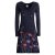Vishes - Damen Langarm-Shirtkleid Tunika-Kleid Baumwollkleid mit Blumen-Print schwarz 40