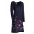 Vishes - Damen Langarm-Shirtkleid Tunika-Kleid Baumwollkleid mit Blumen-Print schwarz 38