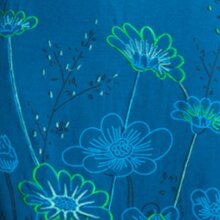 Vishes - Damen Langarm-Shirtkleid Tunika-Kleid Baumwollkleid mit Blumen-Print türkis 40