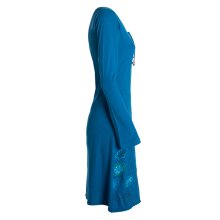 Vishes - Damen Langarm-Shirtkleid Tunika-Kleid Baumwollkleid mit Blumen-Print türkis 40