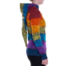 Vishes Patchwork Regenbogen-Jacke mit Zipfelkapuze aus Baumwolle 36-38