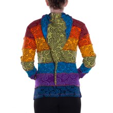 Vishes Patchwork Regenbogen-Jacke mit Zipfelkapuze aus Baumwolle 36-38