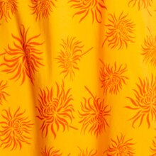 Vishes - Langarm Damen Blumen-Tunika Shirt-Kleid Glockenärmel Baumwolle gelb 44