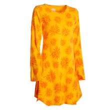 Vishes - Langarm Damen Blumen-Tunika Shirt-Kleid Glockenärmel Baumwolle gelb 44