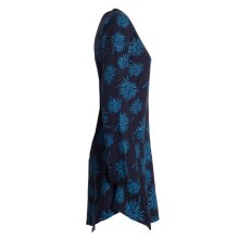 Vishes - Langarm Damen Blumen-Tunika Shirt-Kleid Glockenärmel Baumwolle schwarz-türkis 50