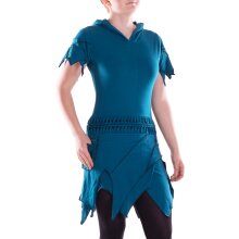 Vishes Kurzarm Zipfelkleid Damen Kapuze Patchwork Jersey...