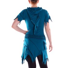 Vishes Kurzarm Zipfelkleid Damen Kapuze Patchwork Jersey...