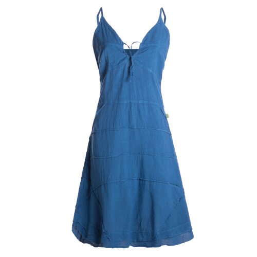 Vishes Sommerkleid Damen Handgewebt Baumwolle Spaghettiträger Schnürung