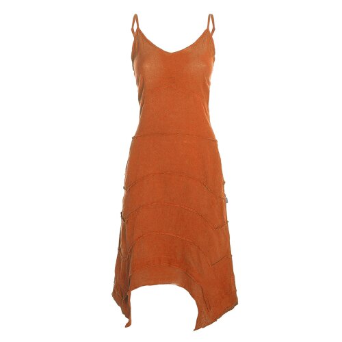 Vishes Sommerkleid Damen Träger Patchwork Zipfelsaum Baumwolle Gewebt