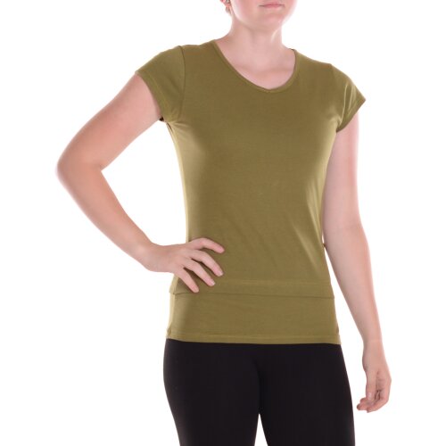 Vishes Basic Shirt Damen Kurzarm Unifarben Jersey Baumwolle Sommertop