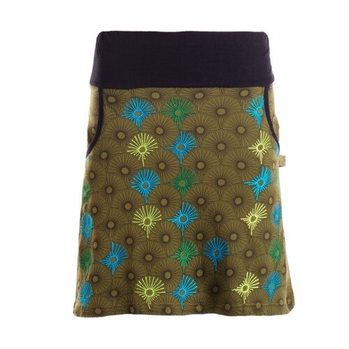 Vishes Minirock Damen Jersey Blumen Stickerei Taschen Bund Baumwolle