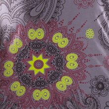 Vishes Damen Mini-Kleid Baumwolle bedruckt V-Ausschnitt mit Cutwork am Saum grau 40