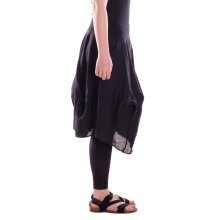 Vishes Damen knielanger Rock Baumwolle Vintage, Retro extra breiter Bund schwarz 46-48