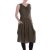Vishes Damen knielanges Kleid Baumwolle Casual verstellbares Kleid im Lagen-Design mit Kordelzug braun 38