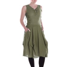 Vishes Damen knielanges Kleid Baumwolle Casual...