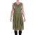 Vishes Damen knielanges Kleid Baumwolle Casual verstellbares Kleid im Lagen-Design mit Kordelzug olive 42