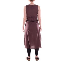 vishes Kleid lang Hippie Kleid mit geflochtenem Gürtel braun XL