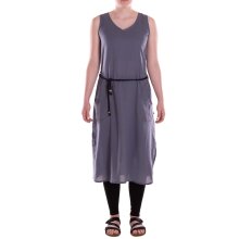 vishes Kleid lang Hippie Kleid mit geflochtenem Gürtel grau XL