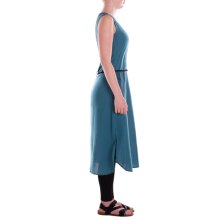 vishes Kleid lang Hippie Kleid mit geflochtenem Gürtel türkis L