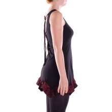 Vishes Damen Mini-Kleid Tunika Baumwolle Cutwork-Lagenlook Racerback schwarz 40