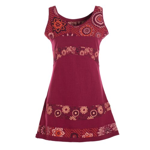 Vishes Minikleid Damen Ärmellos Bedruckt Patchwork Jersey Baumwolle dunkelrot 48