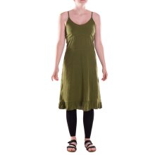 Vishes Damen knielanges Kleid Baumwolle Casual Rundhalsausschnitt ärmellos Spaghetti-Träger olive 38-40