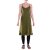Vishes Damen knielanges Kleid Baumwolle Casual Rundhalsausschnitt ärmellos Spaghetti-Träger olive 38-40