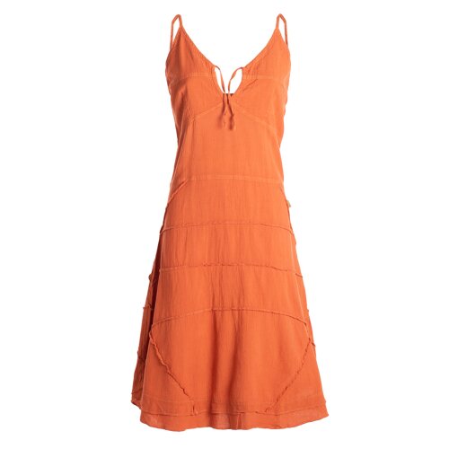 Vishes Sommerkleid Damen Handgewebt Baumwolle Spaghettiträger Schnürung dunkelorange 38