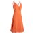 Vishes Sommerkleid Damen Handgewebt Baumwolle Spaghettiträger Schnürung dunkelorange 38
