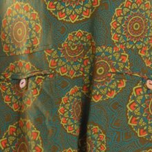 Vishes Damen Mini-Kleid Baumwolle geometrisches Muster mit Taschen olive 42