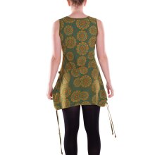 Vishes Damen Mini-Kleid Baumwolle geometrisches Muster mit Taschen olive 42