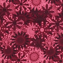 Vishes Damen Mini-Rock Baumwolle Blumen-Muster elastischer Bund mit Taschen dunkelrot 38