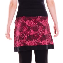 Vishes Damen Mini-Rock Baumwolle Blumen-Muster elastischer Bund mit Taschen dunkelrot 38