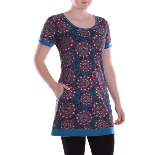 Vishes Damen Mini-Kleid Baumwolle geometrisch Pull On mit Taschen schwarz 48